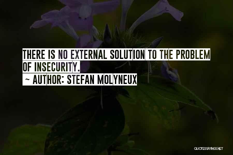 Stefan Molyneux Quotes: There Is No External Solution To The Problem Of Insecurity.