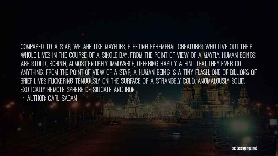 Carl Sagan Quotes: Compared To A Star, We Are Like Mayflies, Fleeting Ephemeral Creatures Who Live Out Their Whole Lives In The Course