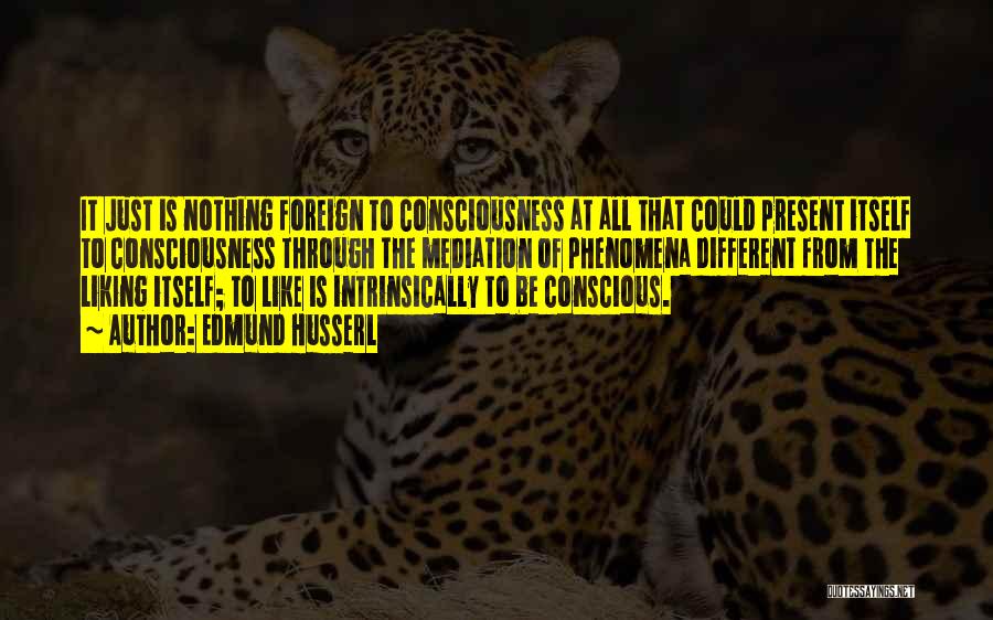 Edmund Husserl Quotes: It Just Is Nothing Foreign To Consciousness At All That Could Present Itself To Consciousness Through The Mediation Of Phenomena