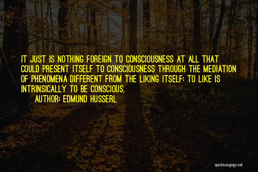 Edmund Husserl Quotes: It Just Is Nothing Foreign To Consciousness At All That Could Present Itself To Consciousness Through The Mediation Of Phenomena