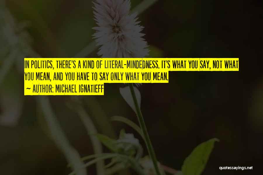 Michael Ignatieff Quotes: In Politics, There's A Kind Of Literal-mindedness. It's What You Say, Not What You Mean, And You Have To Say