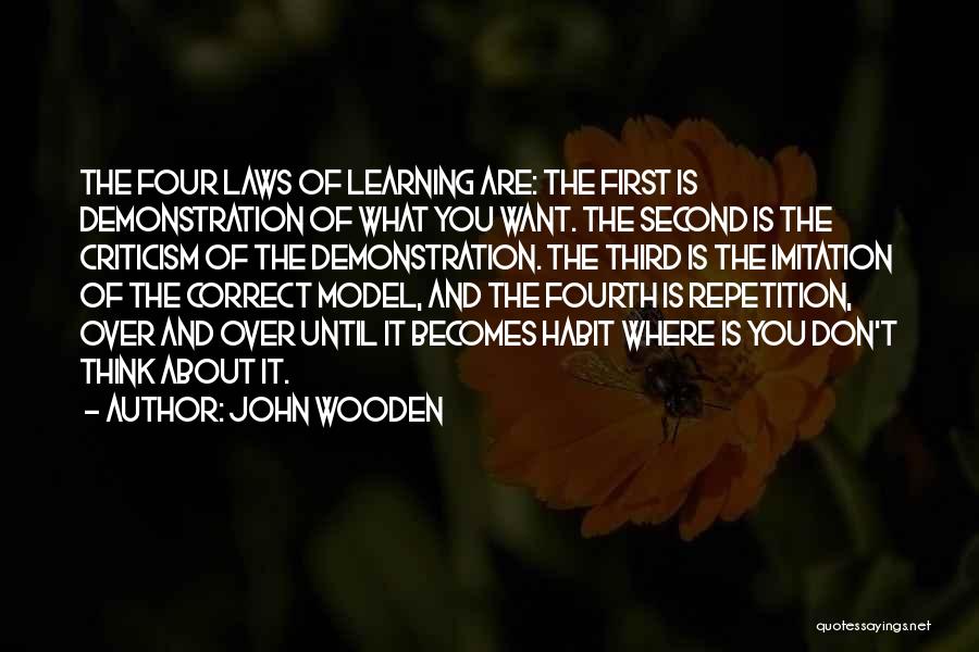 John Wooden Quotes: The Four Laws Of Learning Are: The First Is Demonstration Of What You Want. The Second Is The Criticism Of