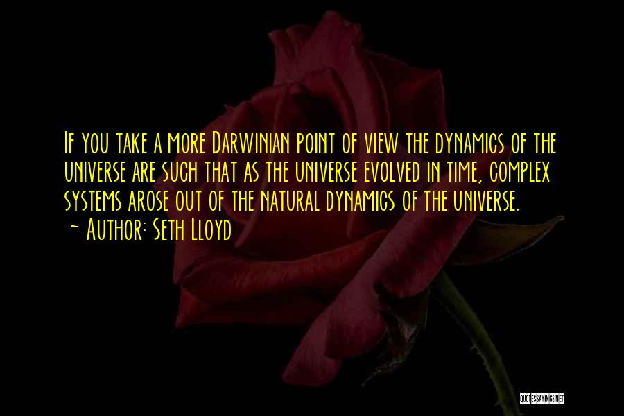 Seth Lloyd Quotes: If You Take A More Darwinian Point Of View The Dynamics Of The Universe Are Such That As The Universe