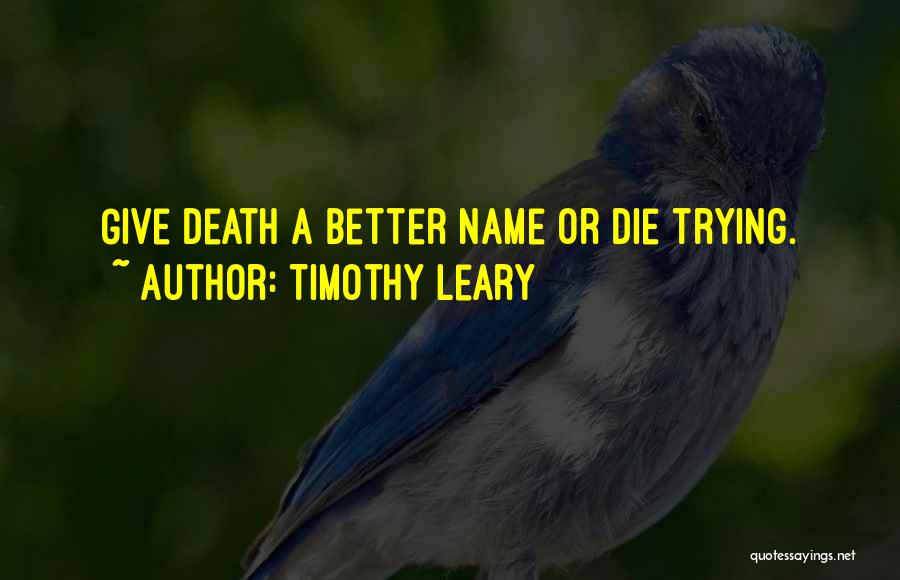 Timothy Leary Quotes: Give Death A Better Name Or Die Trying.