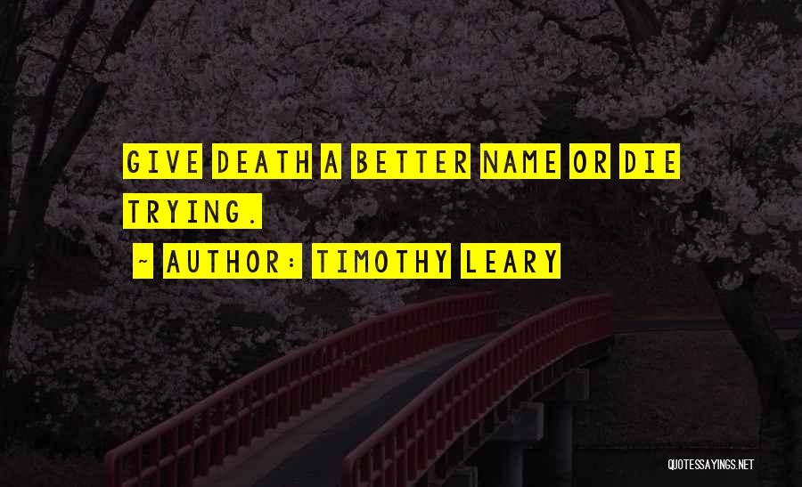 Timothy Leary Quotes: Give Death A Better Name Or Die Trying.