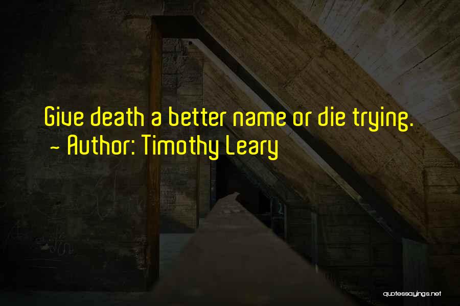 Timothy Leary Quotes: Give Death A Better Name Or Die Trying.