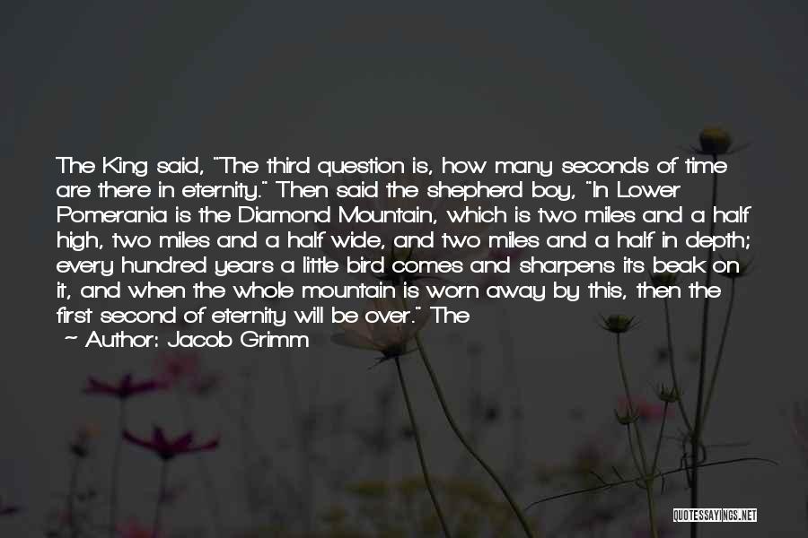 Jacob Grimm Quotes: The King Said, The Third Question Is, How Many Seconds Of Time Are There In Eternity. Then Said The Shepherd