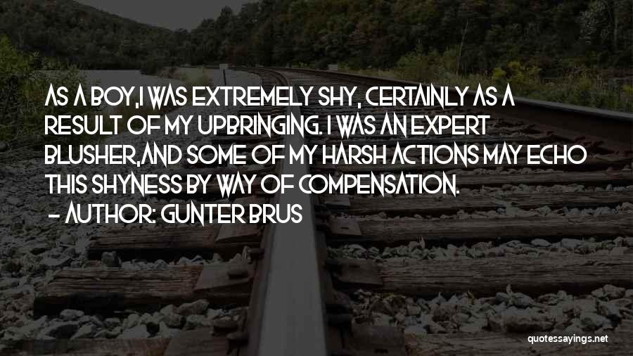 Gunter Brus Quotes: As A Boy,i Was Extremely Shy, Certainly As A Result Of My Upbringing. I Was An Expert Blusher,and Some Of