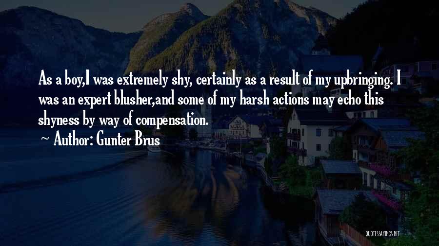 Gunter Brus Quotes: As A Boy,i Was Extremely Shy, Certainly As A Result Of My Upbringing. I Was An Expert Blusher,and Some Of