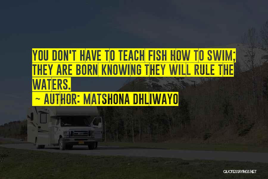 Matshona Dhliwayo Quotes: You Don't Have To Teach Fish How To Swim; They Are Born Knowing They Will Rule The Waters.