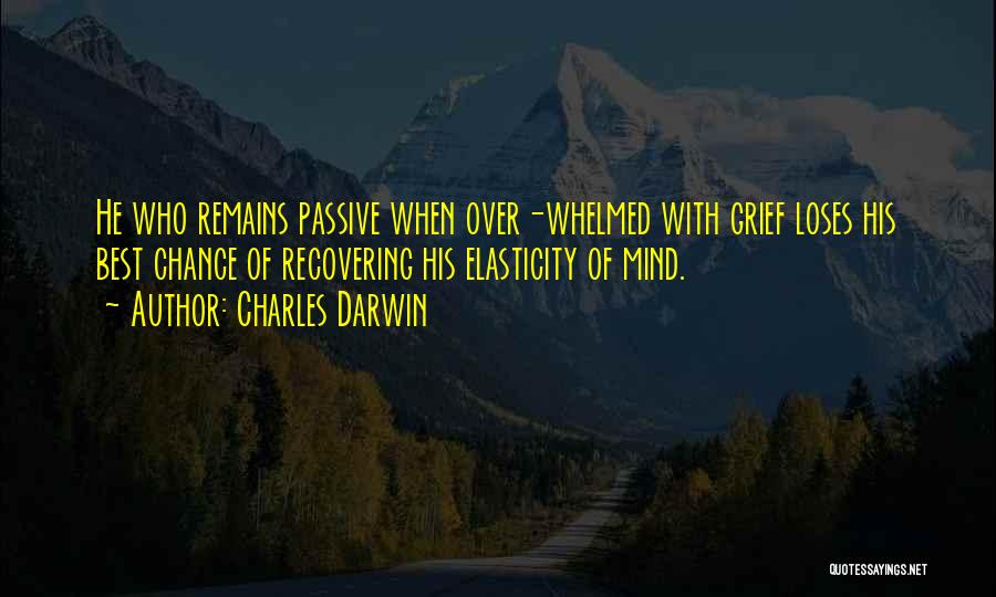 Charles Darwin Quotes: He Who Remains Passive When Over-whelmed With Grief Loses His Best Chance Of Recovering His Elasticity Of Mind.