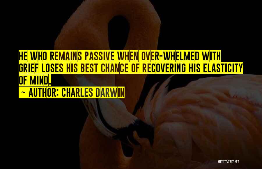 Charles Darwin Quotes: He Who Remains Passive When Over-whelmed With Grief Loses His Best Chance Of Recovering His Elasticity Of Mind.