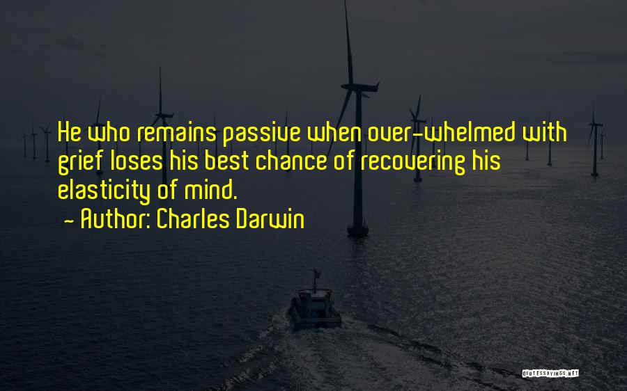 Charles Darwin Quotes: He Who Remains Passive When Over-whelmed With Grief Loses His Best Chance Of Recovering His Elasticity Of Mind.