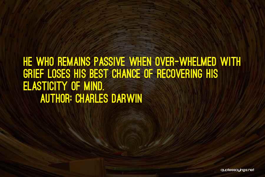 Charles Darwin Quotes: He Who Remains Passive When Over-whelmed With Grief Loses His Best Chance Of Recovering His Elasticity Of Mind.
