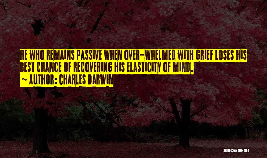Charles Darwin Quotes: He Who Remains Passive When Over-whelmed With Grief Loses His Best Chance Of Recovering His Elasticity Of Mind.