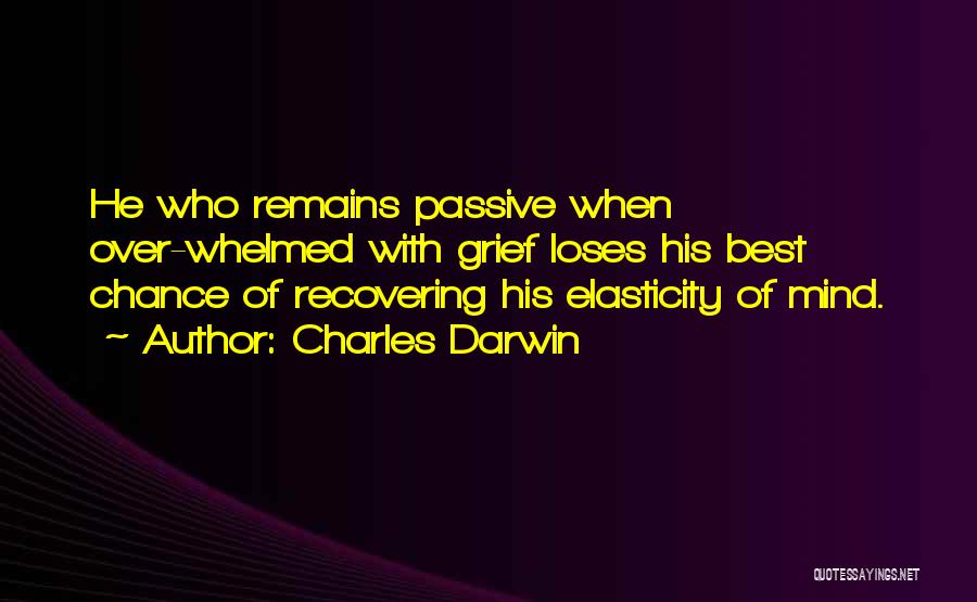 Charles Darwin Quotes: He Who Remains Passive When Over-whelmed With Grief Loses His Best Chance Of Recovering His Elasticity Of Mind.