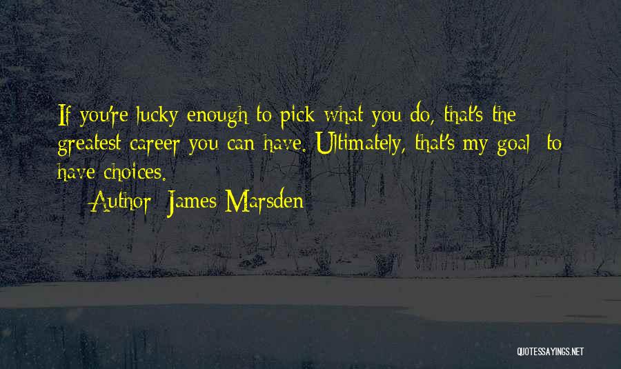 James Marsden Quotes: If You're Lucky Enough To Pick What You Do, That's The Greatest Career You Can Have. Ultimately, That's My Goal: