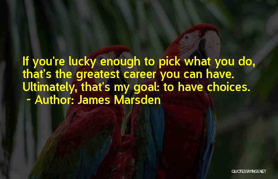 James Marsden Quotes: If You're Lucky Enough To Pick What You Do, That's The Greatest Career You Can Have. Ultimately, That's My Goal: