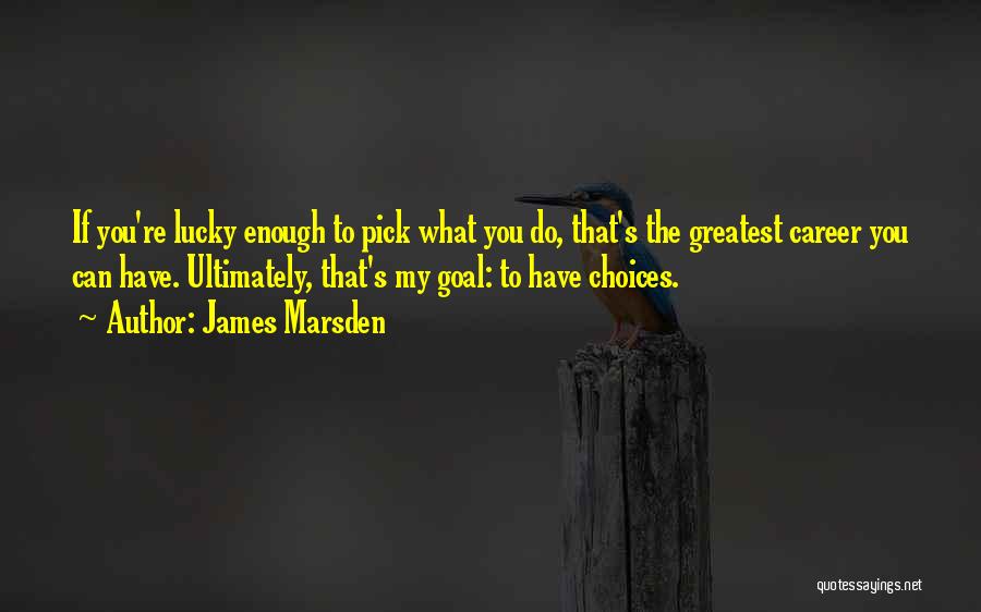 James Marsden Quotes: If You're Lucky Enough To Pick What You Do, That's The Greatest Career You Can Have. Ultimately, That's My Goal: