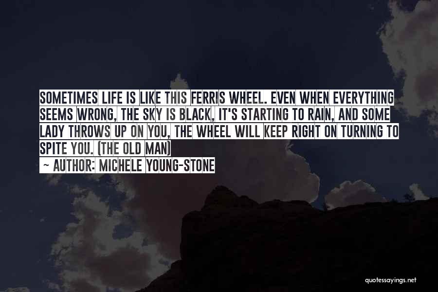 Michele Young-Stone Quotes: Sometimes Life Is Like This Ferris Wheel. Even When Everything Seems Wrong, The Sky Is Black, It's Starting To Rain,