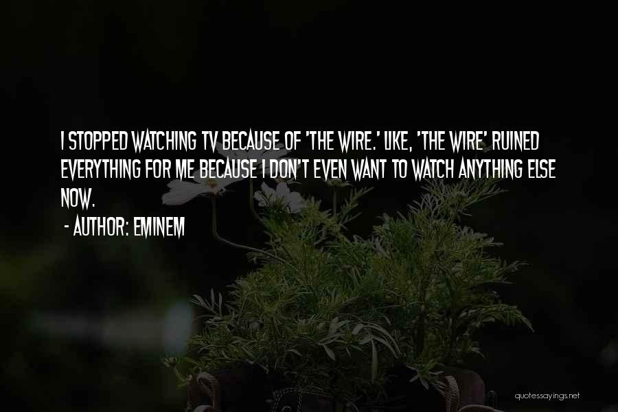 Eminem Quotes: I Stopped Watching Tv Because Of 'the Wire.' Like, 'the Wire' Ruined Everything For Me Because I Don't Even Want