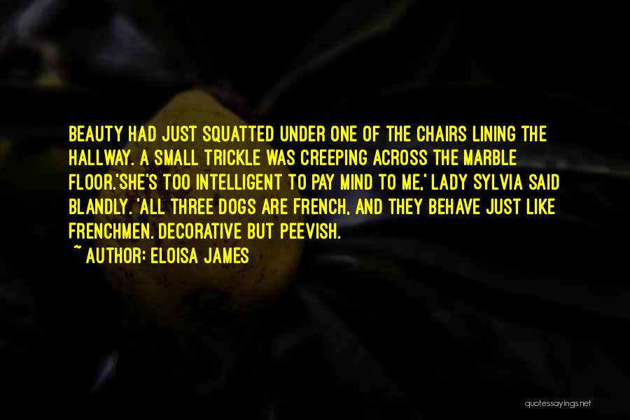 Eloisa James Quotes: Beauty Had Just Squatted Under One Of The Chairs Lining The Hallway. A Small Trickle Was Creeping Across The Marble