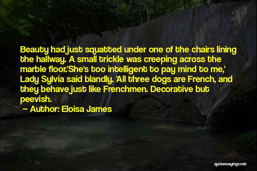 Eloisa James Quotes: Beauty Had Just Squatted Under One Of The Chairs Lining The Hallway. A Small Trickle Was Creeping Across The Marble