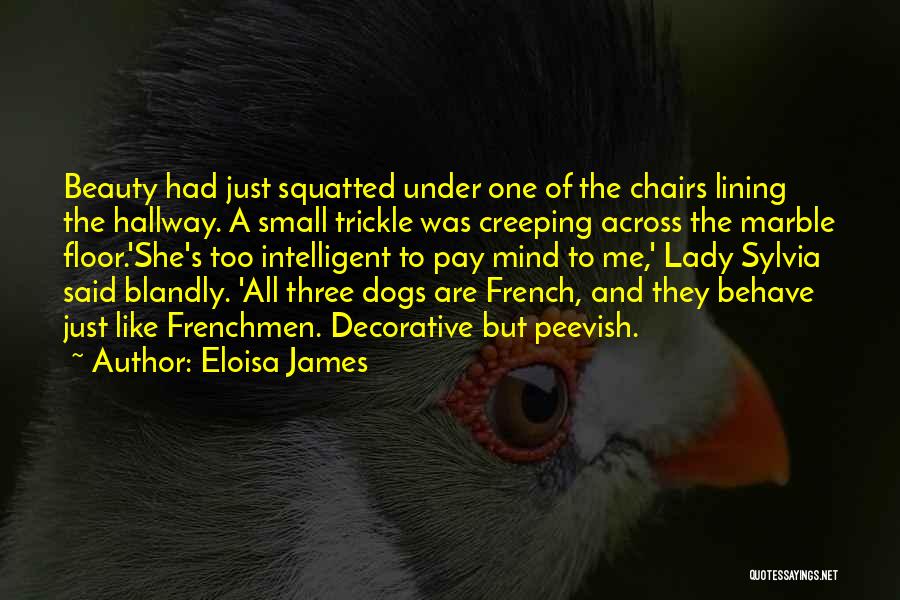 Eloisa James Quotes: Beauty Had Just Squatted Under One Of The Chairs Lining The Hallway. A Small Trickle Was Creeping Across The Marble