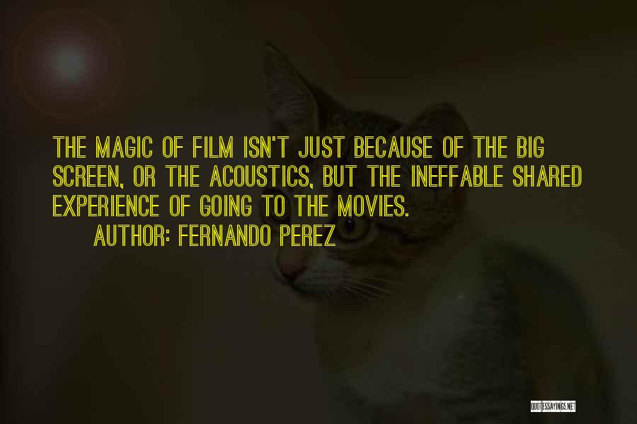 Fernando Perez Quotes: The Magic Of Film Isn't Just Because Of The Big Screen, Or The Acoustics, But The Ineffable Shared Experience Of