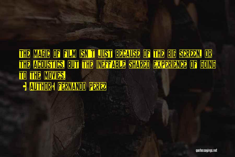 Fernando Perez Quotes: The Magic Of Film Isn't Just Because Of The Big Screen, Or The Acoustics, But The Ineffable Shared Experience Of