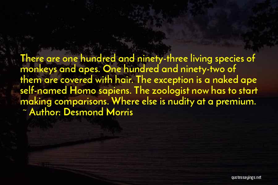 Desmond Morris Quotes: There Are One Hundred And Ninety-three Living Species Of Monkeys And Apes. One Hundred And Ninety-two Of Them Are Covered