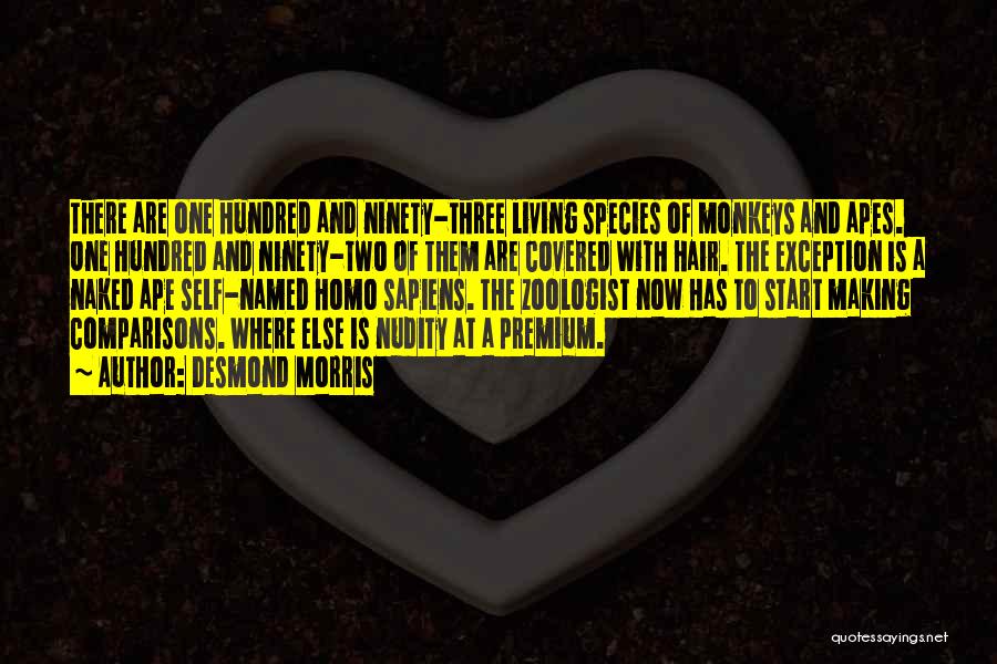 Desmond Morris Quotes: There Are One Hundred And Ninety-three Living Species Of Monkeys And Apes. One Hundred And Ninety-two Of Them Are Covered