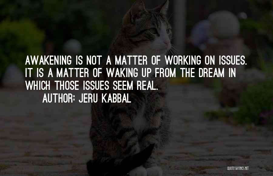 Jeru Kabbal Quotes: Awakening Is Not A Matter Of Working On Issues. It Is A Matter Of Waking Up From The Dream In