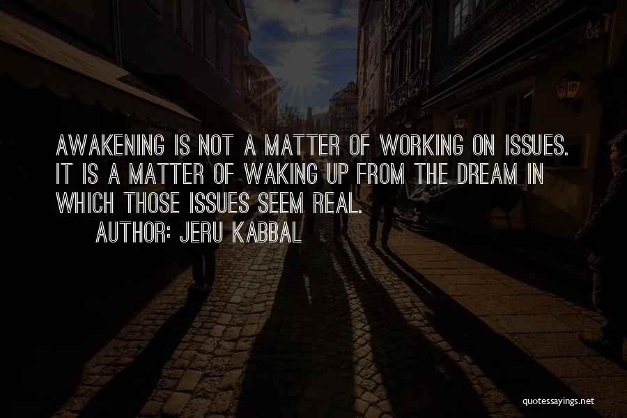 Jeru Kabbal Quotes: Awakening Is Not A Matter Of Working On Issues. It Is A Matter Of Waking Up From The Dream In