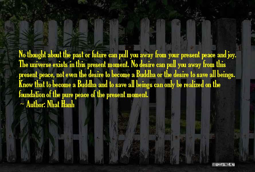 Nhat Hanh Quotes: No Thought About The Past Or Future Can Pull You Away From Your Present Peace And Joy. The Universe Exists