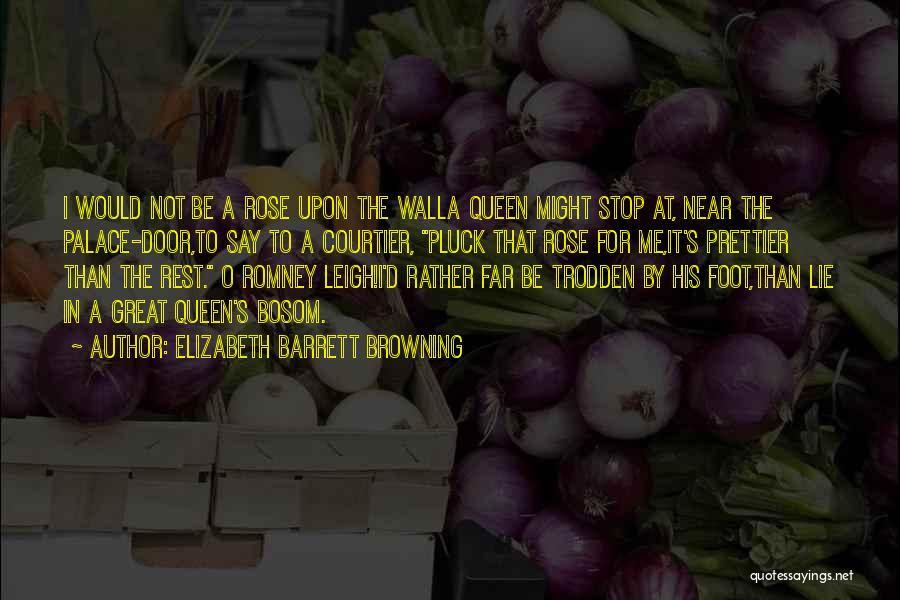 Elizabeth Barrett Browning Quotes: I Would Not Be A Rose Upon The Walla Queen Might Stop At, Near The Palace-door,to Say To A Courtier,