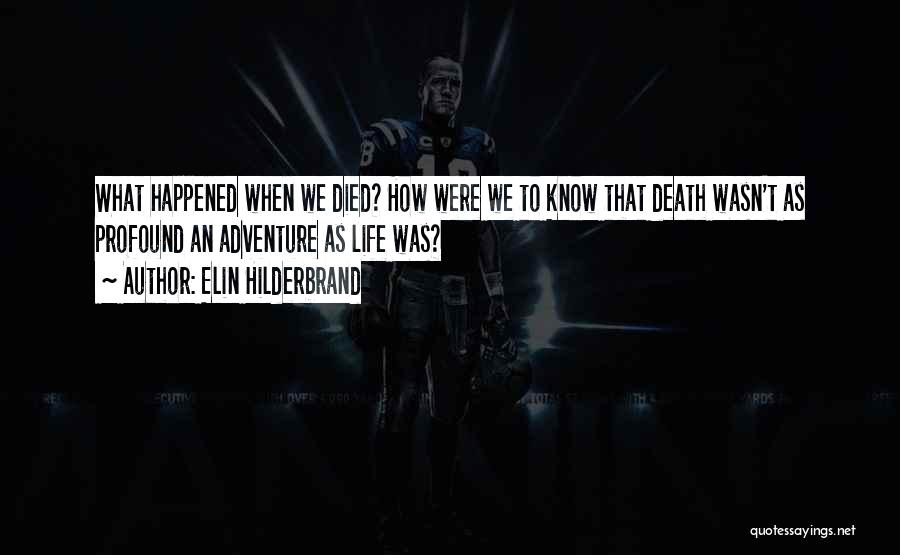 Elin Hilderbrand Quotes: What Happened When We Died? How Were We To Know That Death Wasn't As Profound An Adventure As Life Was?