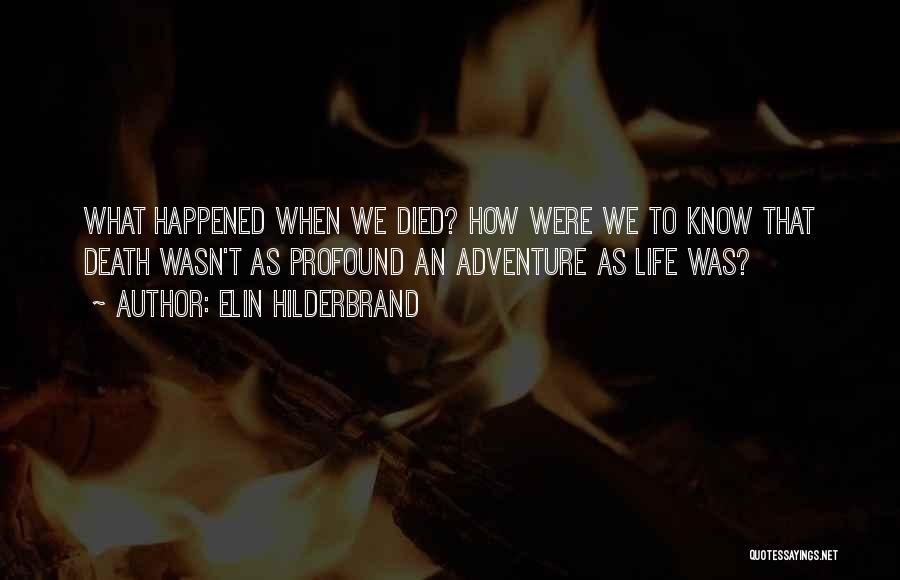 Elin Hilderbrand Quotes: What Happened When We Died? How Were We To Know That Death Wasn't As Profound An Adventure As Life Was?