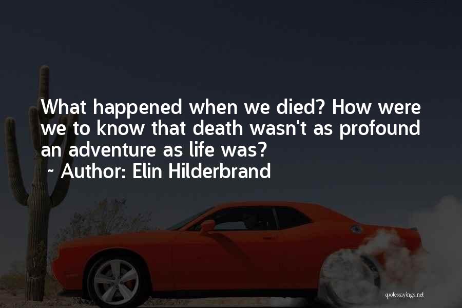 Elin Hilderbrand Quotes: What Happened When We Died? How Were We To Know That Death Wasn't As Profound An Adventure As Life Was?