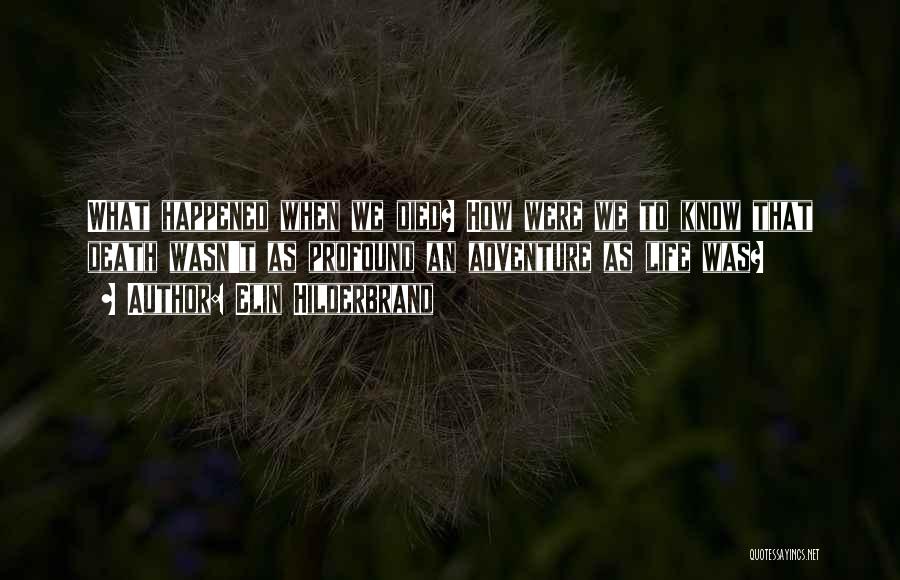 Elin Hilderbrand Quotes: What Happened When We Died? How Were We To Know That Death Wasn't As Profound An Adventure As Life Was?