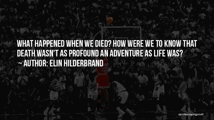 Elin Hilderbrand Quotes: What Happened When We Died? How Were We To Know That Death Wasn't As Profound An Adventure As Life Was?