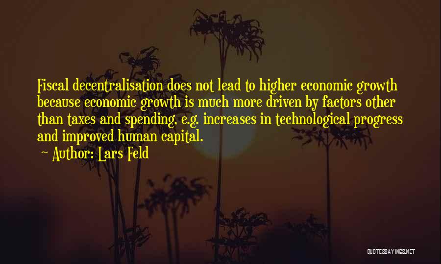 Lars Feld Quotes: Fiscal Decentralisation Does Not Lead To Higher Economic Growth Because Economic Growth Is Much More Driven By Factors Other Than