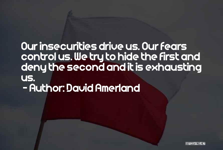 David Amerland Quotes: Our Insecurities Drive Us. Our Fears Control Us. We Try To Hide The First And Deny The Second And It