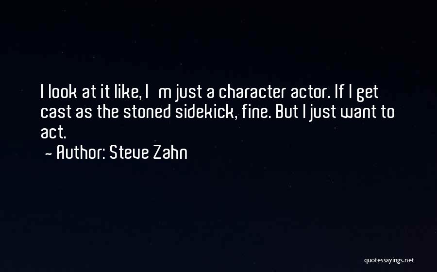 Steve Zahn Quotes: I Look At It Like, I'm Just A Character Actor. If I Get Cast As The Stoned Sidekick, Fine. But