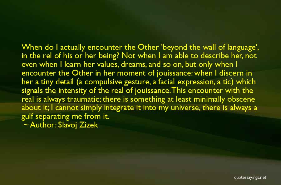 Slavoj Zizek Quotes: When Do I Actually Encounter The Other 'beyond The Wall Of Language', In The Rel Of His Or Her Being?