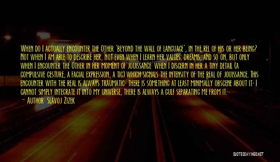 Slavoj Zizek Quotes: When Do I Actually Encounter The Other 'beyond The Wall Of Language', In The Rel Of His Or Her Being?