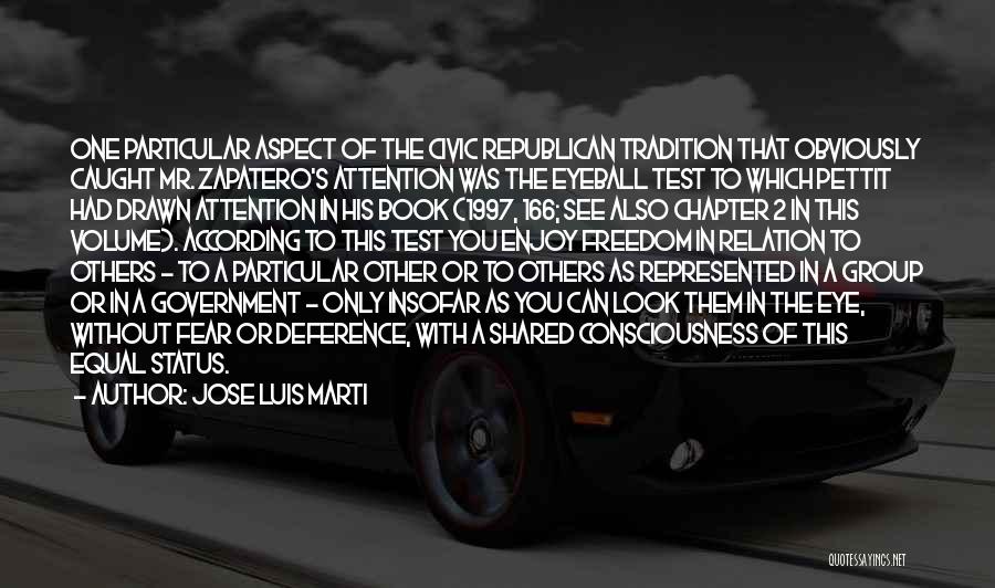Jose Luis Marti Quotes: One Particular Aspect Of The Civic Republican Tradition That Obviously Caught Mr. Zapatero's Attention Was The Eyeball Test To Which