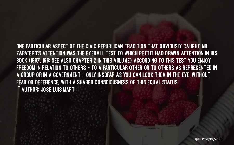 Jose Luis Marti Quotes: One Particular Aspect Of The Civic Republican Tradition That Obviously Caught Mr. Zapatero's Attention Was The Eyeball Test To Which