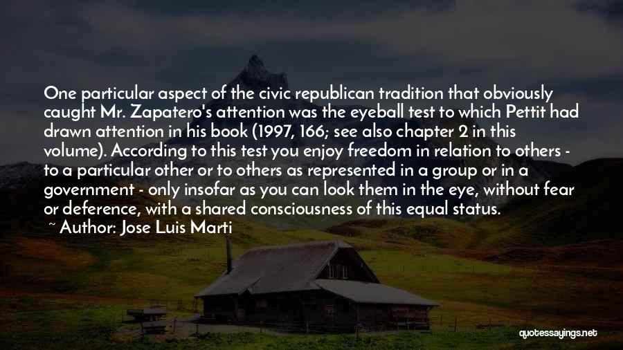 Jose Luis Marti Quotes: One Particular Aspect Of The Civic Republican Tradition That Obviously Caught Mr. Zapatero's Attention Was The Eyeball Test To Which