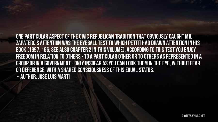 Jose Luis Marti Quotes: One Particular Aspect Of The Civic Republican Tradition That Obviously Caught Mr. Zapatero's Attention Was The Eyeball Test To Which